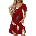 thumbnail image 2 of Patlollav Pocket Dresses for Women Summer Print Short-Sleeve V-Neck Casual Dress, 2 of 6