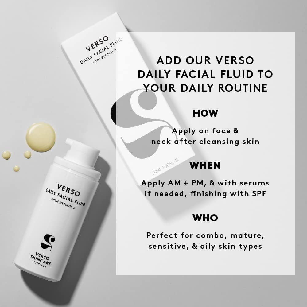 Verso Daily Facial Fluid, 1.6oz  Lightweight Retinol 8 Moisturizer for Face