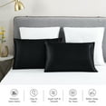 thumbnail image 2 of JML Pillowcases Queen Set of 2,Silky Soft Satin Pillow Cover,Wrinkle, Fade, Stain Resistant,20"x 30",Black, 2 of 5