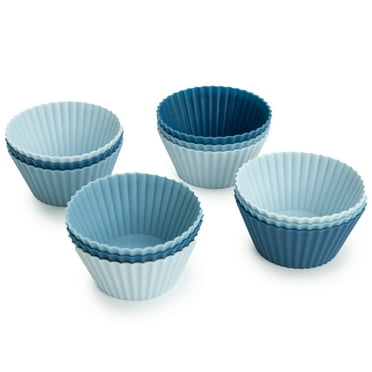 S&T Inc. Reusable Non-Stick Silicone Baking Cups-12 pack-Standard Size-Assorted Colors