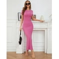 thumbnail image 2 of ZHENWEI Womens Summer Short Sleeve Long Dress Stylish Sexy Bodycon Dress Fishtail Hem Ribbed Maxi Dresses, 2 of 7