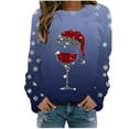 thumbnail image 1 of VJATTWR Mes Articles Chandail en Molleton de Noël pour Femmes Automne et Hiver Flocon de Neige Rouge Verre Dégradé Imprimé Col Rond Épaule Manches Longues Décontracté Sport Chandail en Molleton Get it Fast, 1 of 4