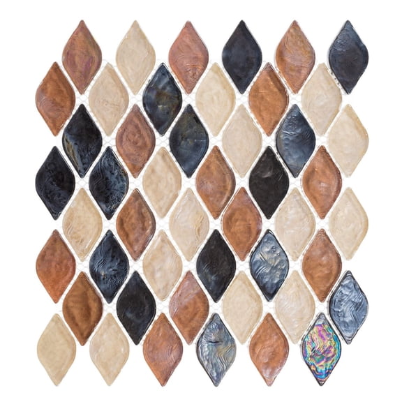 Plume 2-in. x 1-in. Arbesque Novelty Glass Wall & Floor Mosaic Tile
