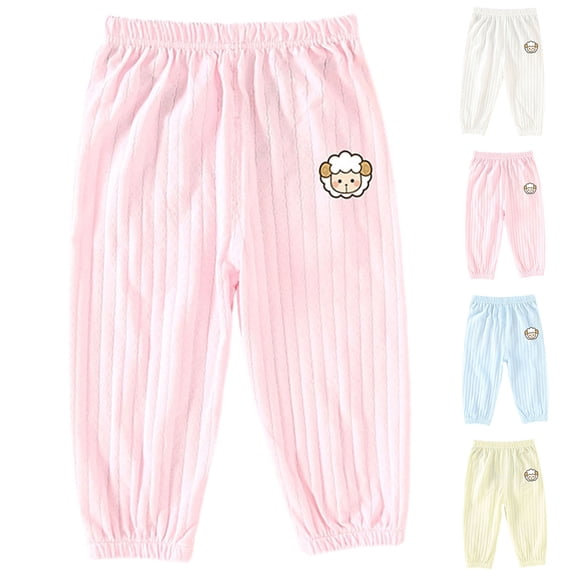 SROBPTY Toddler Girls Pants Solid Elastic Waist Straight Leg Breathable Casual Trousers for 1-3Y