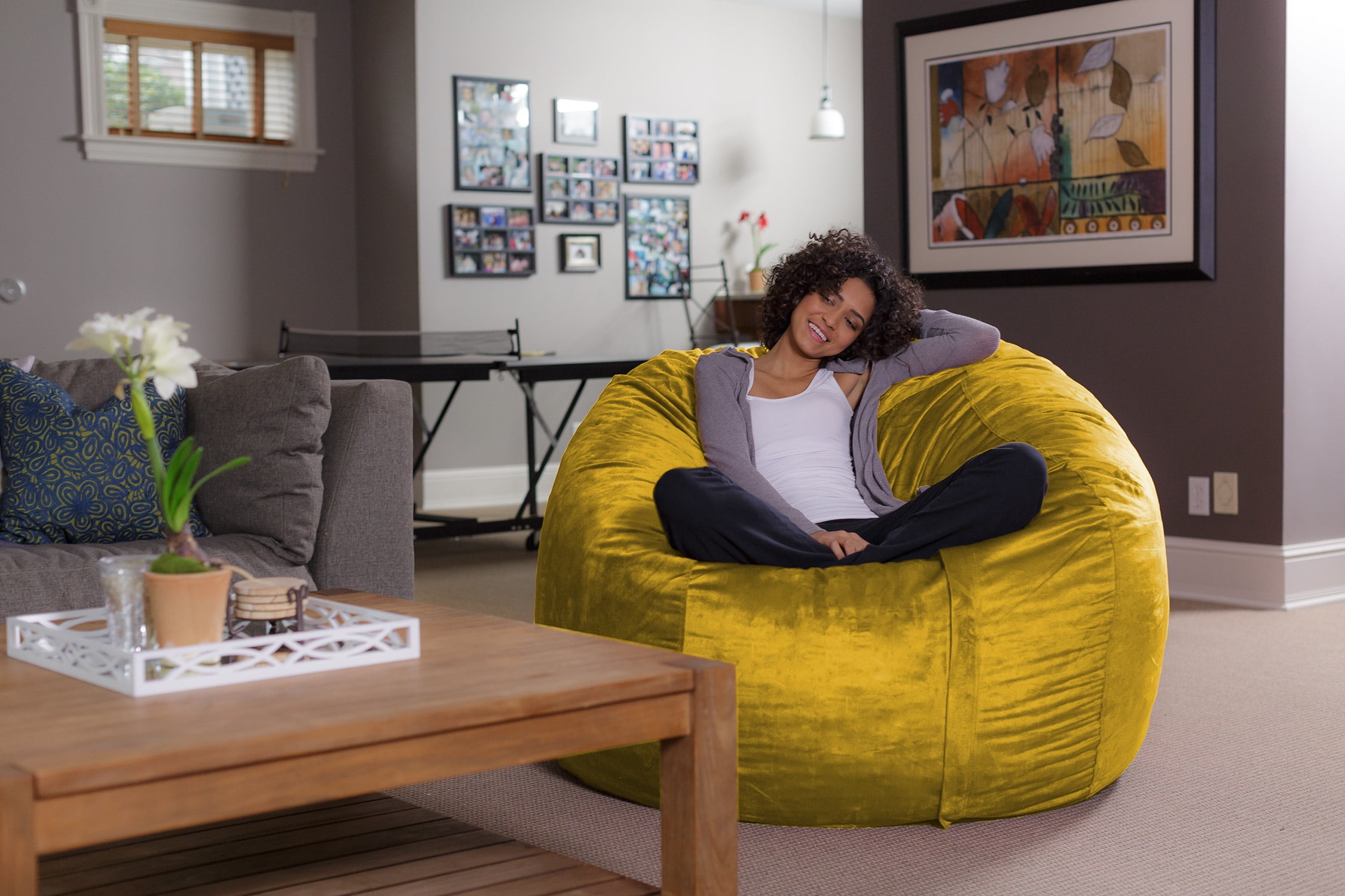 Sofa Sack Bean Bag Chair Memory Foam Lounger with Microsuede Cover Kids Adults 5 ft Lemon Walmart