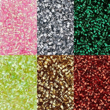 1Set 6 Colors 120g Crispy Bingsu Beads for Slim About 12702Pcs Iridescent Soft Straw Tube Beads 3D Glitter Plastic Beads Assortment Crunchy Slime Microbeads Supplies