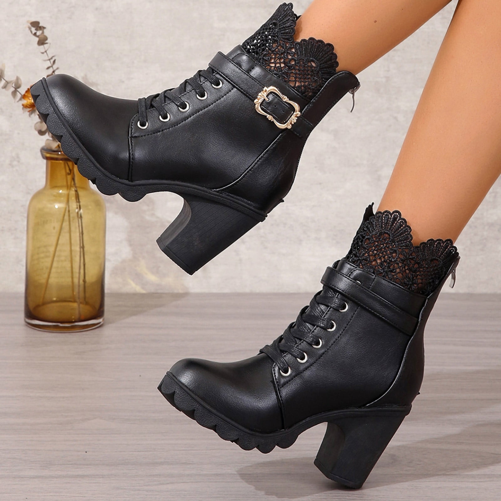 未使用✨️イエロ BLACK CHUNKY HEEL SHORT BOOTS S YELLO / TOKYO BLACK CHUNKY HEEL SHORT BOOTS