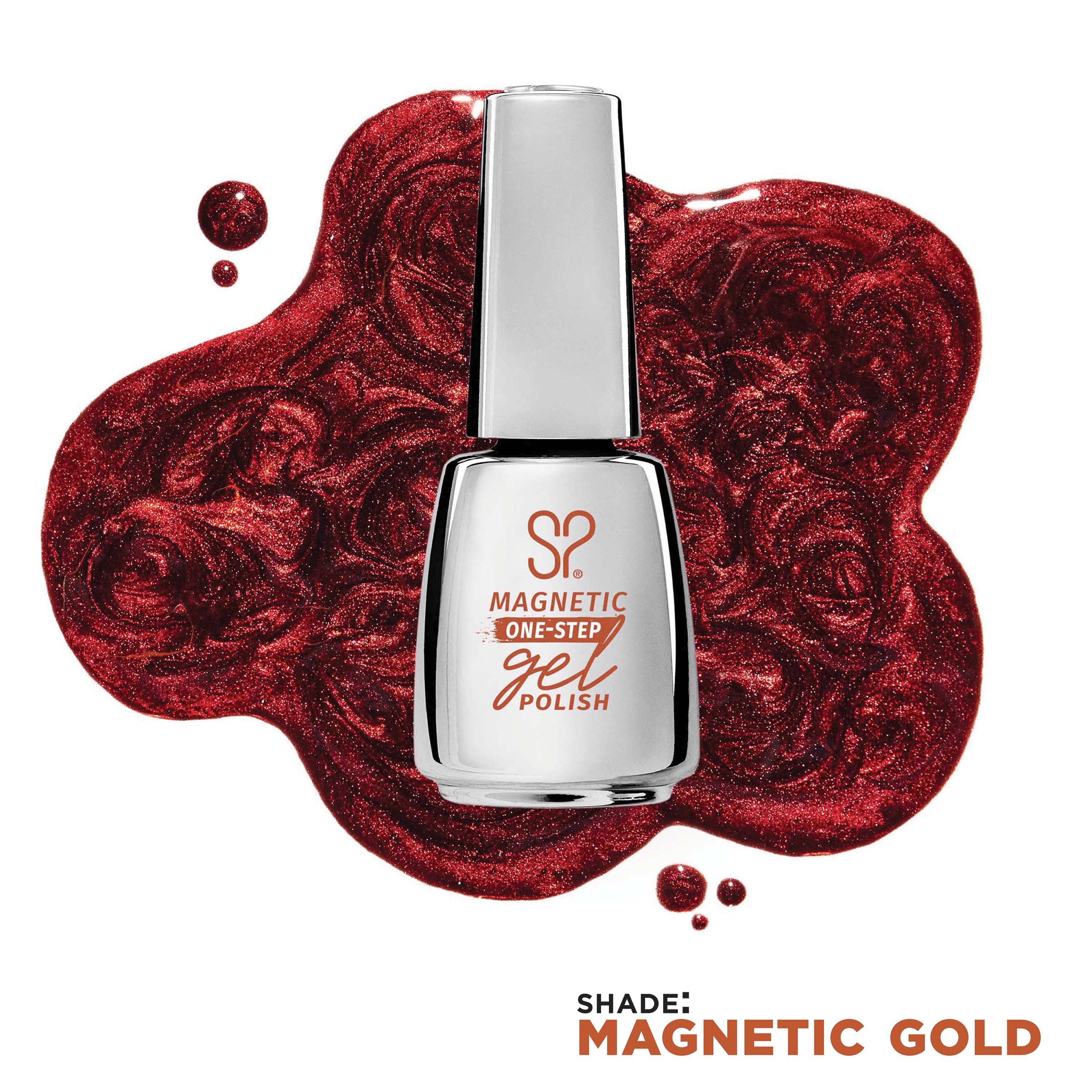 Salon Perfect Magnetic One Step Gel Nail Polish + Magnet Tool, Gold, 0.5 fl oz