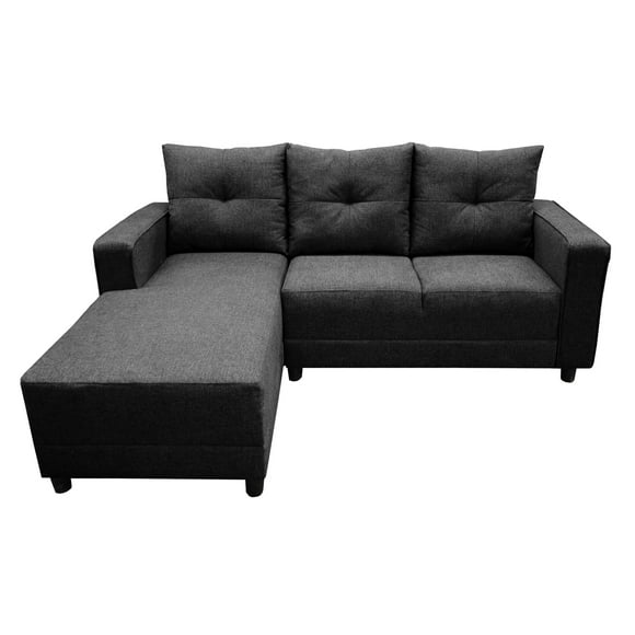 Sala Esquinera El Bazar Store Demeter Gris Oxford 210x160 cm Tela Lino Nacional Modular