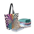 thumbnail image 2 of FORMRS Womens Canvas Tote Bag with Zipper Inner Pocket Shoulder Handbag, Beige Wavy Plaid, 2 of 7