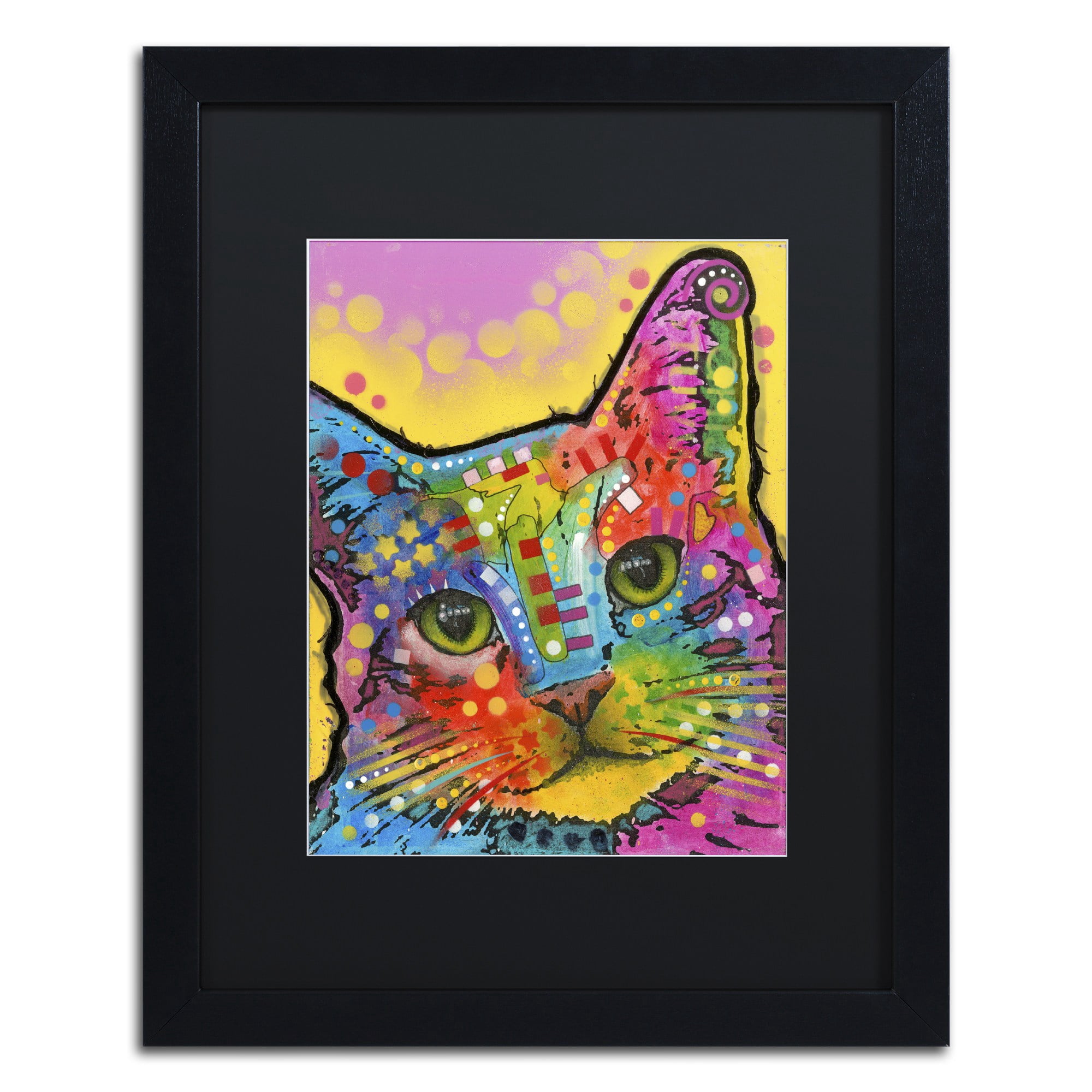 Trademark Fine Art "Tilt Cat" Canvas Art by Dean Russo, Black Matte, Black Frame