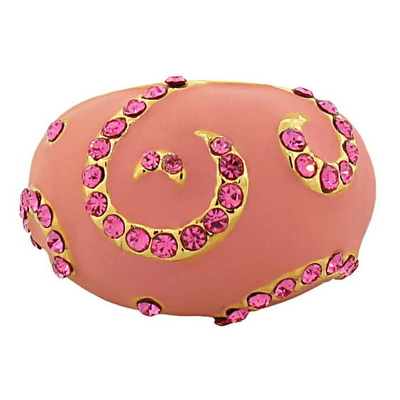 Fashion Alloy Yellow Gold-Tone Pink CZ Statement Cocktail Ring