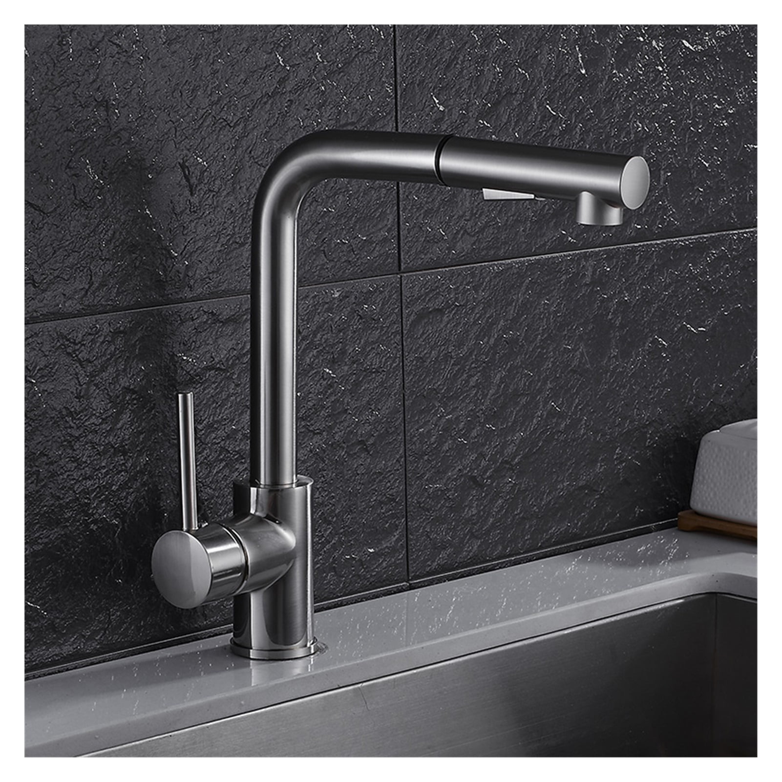Swiveling Kitchen Faucet Brass Brushed Nickel High Arch Kitchen Sink Faucet Pull Out Rotation Spray Mixer Tap ,360° Swivel Spout