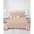 thumbnail image 2 of Quilt King Size Bedding Set, Peach Pink Plaid Reversible Summer Quilt 3 Pieces, Gingham Checked Minimalist Modern Lightweight Bedspreads Coverlets with 2 Pillow Shams for All Seasons, 2 of 5