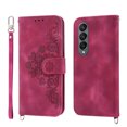 thumbnail image 4 of Feishell Cover for Samsung Z Fold4, Women Crossbody Magnetic Flip Embossed Shoulder Strap & Credit Card Holder Phone Case with Strap PU Leather Case with Kickstand for Samsung Galaxy Z Fold4, Winered, 4 of 14