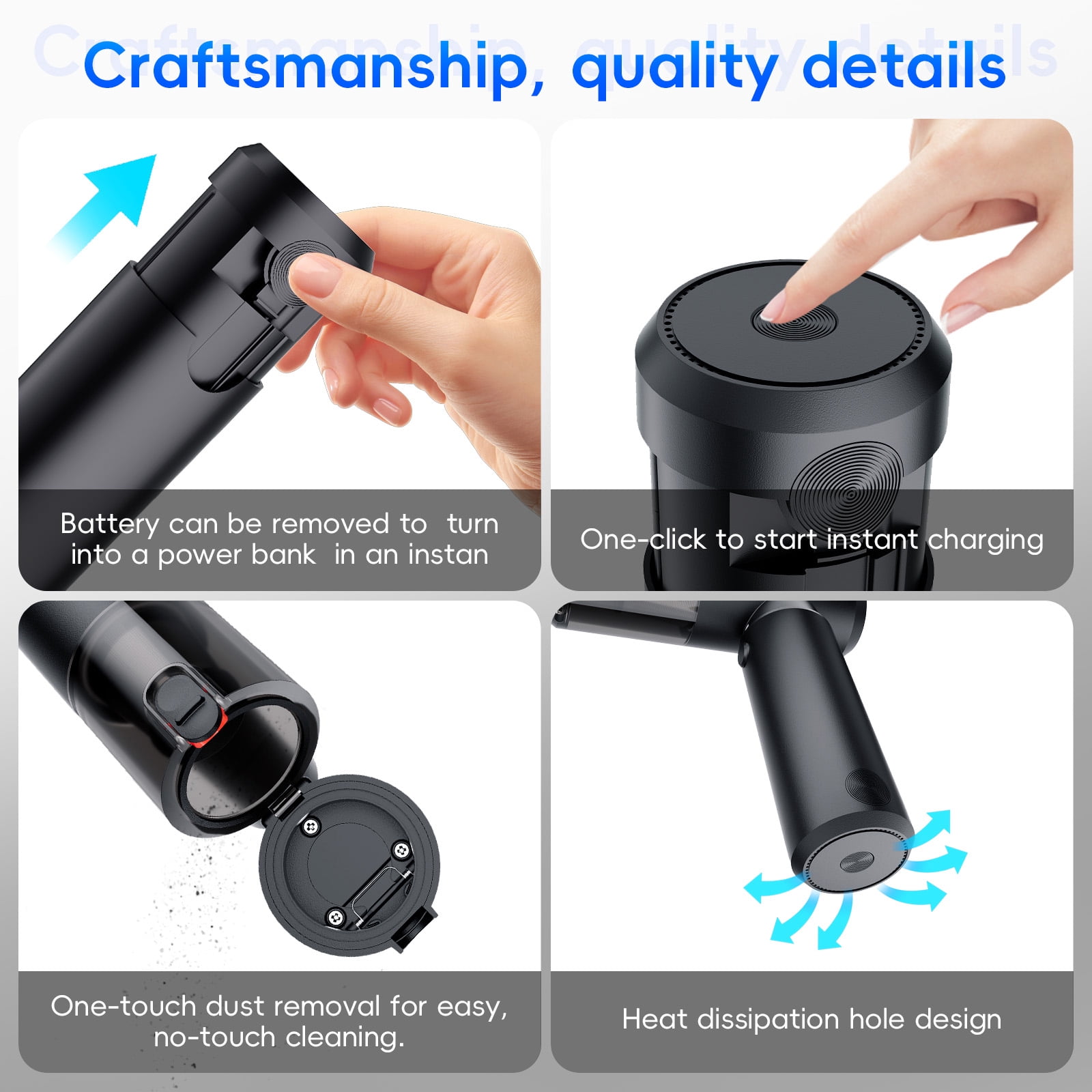 Powerful 16500Pa Cordless Vacuum Cleaners 1Button Dust Emptying Long Lifes For Indoor Use