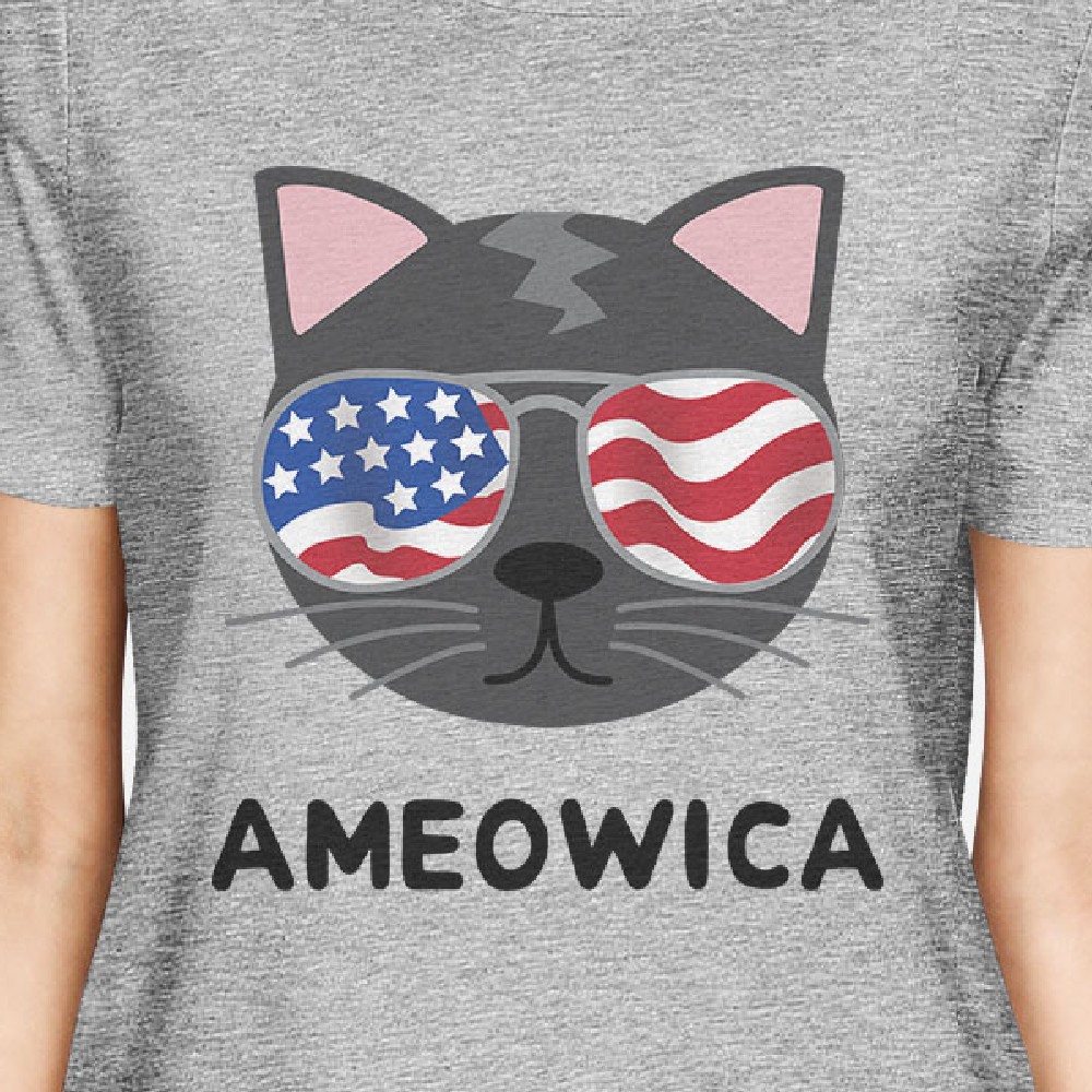 Ameowica Womens Graphic Tee Cute Cat Design Tee For 4th Of July - image 2 of 4