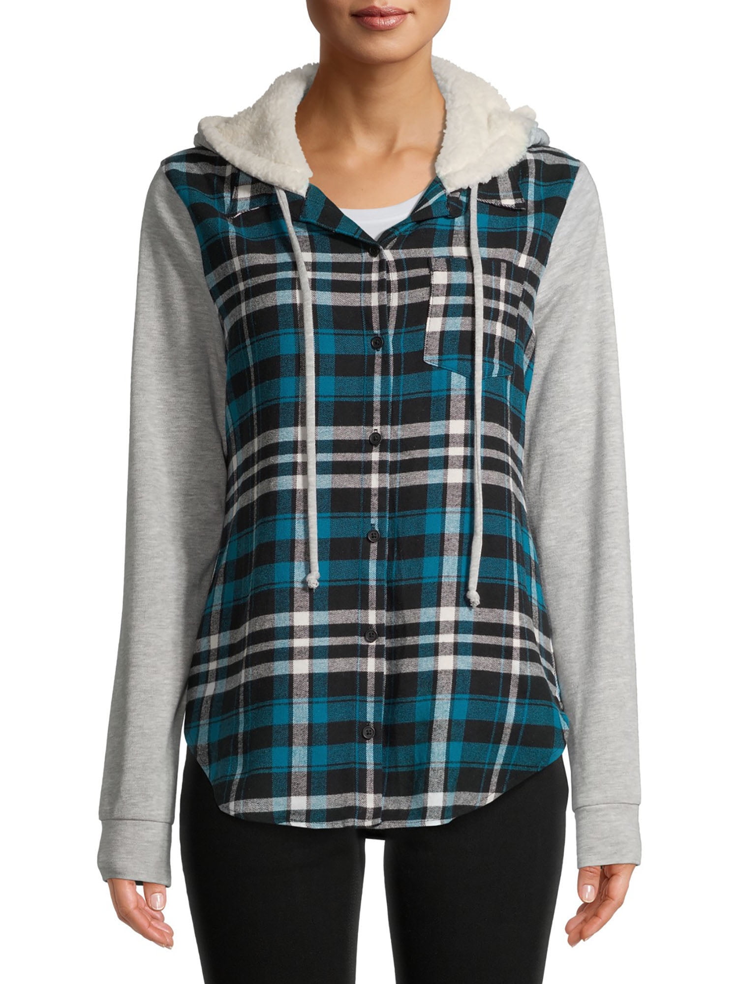 no boundaries hooded flannel