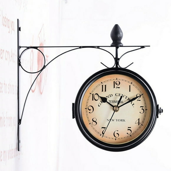 Horloge Murale Double Face Paddington Noir Décor de Jardin en Plein Air Horloge Murale Dia (25cm)