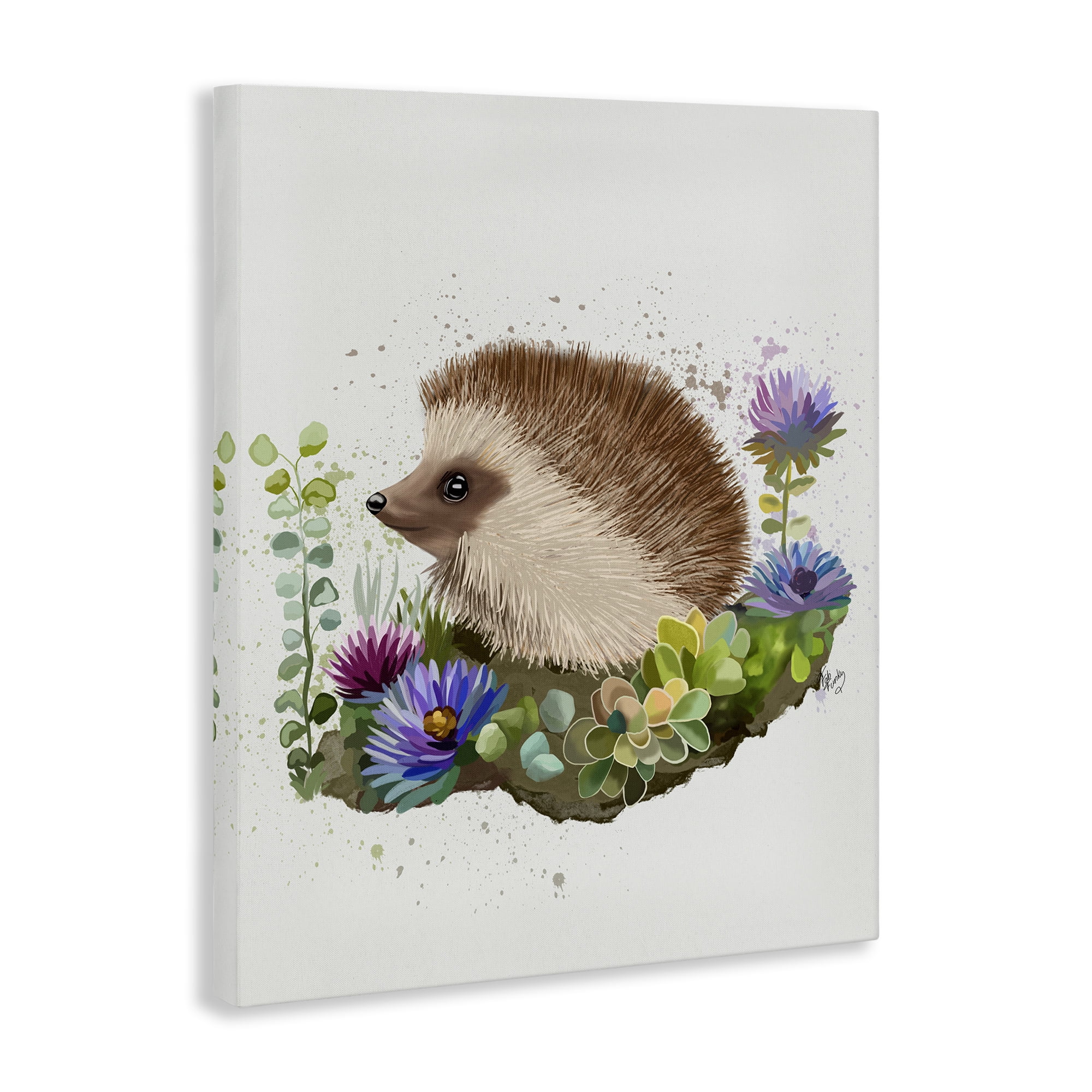 Stupell Industries Hedgehog in Garden Animals & Insects Painting Gallery Wrapped Canvas Art Print Wall Art, 30 x 40
