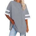 thumbnail image 2 of Womens Summer Tops Sevevn Womens Oversized Tees Loose T Shirts Half Sleeve Round Neck Color BlockTunic Tops, 2 of 6
