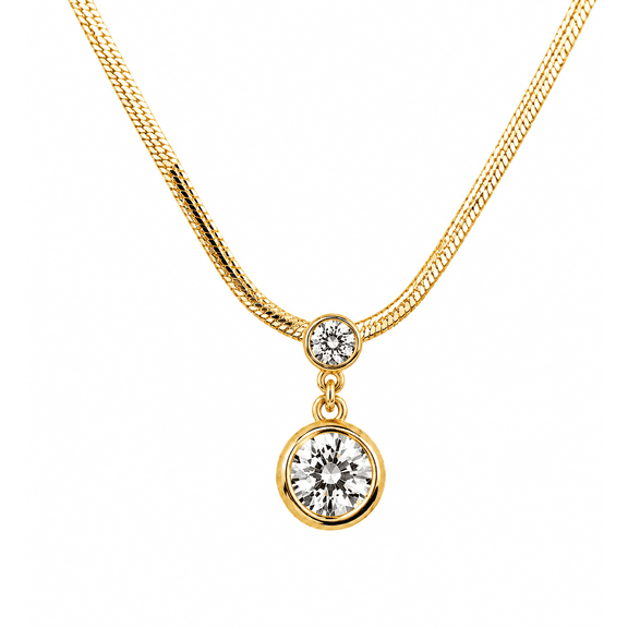REGVO- Double Diamond Gold Pendant – Elegant Designer Necklace for Women, Stylish Fashion Jewelry Charm