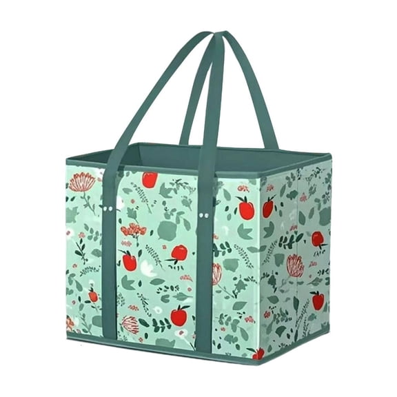 Foldable Grocery Bag with Reinforced Bottom Nonwoven Shopping Basket For Supermarket Hauling Outdoor Activities