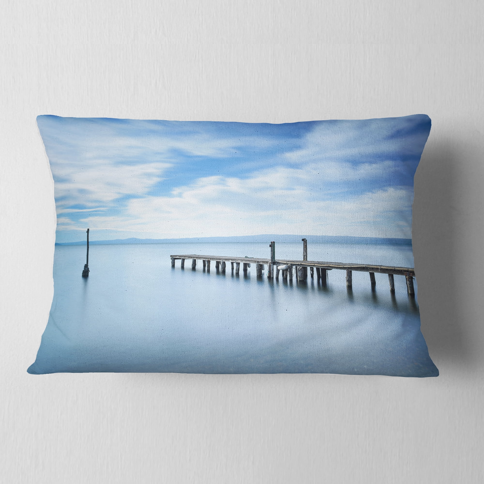 Designart Bright Sky and Blue Sea - Seascape Throw Pillow - 12x20