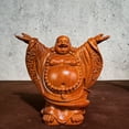 thumbnail image 3 of Ebony wood carved Maitreya Buddha statue, solid wood carving, welcoming guests from all directions and welcoming wealth from all directions, Maitreya Buddha with a big belly., 3 of 3