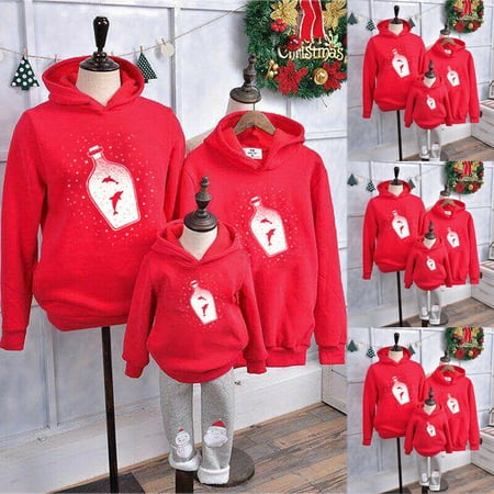 Drift bottle Family Matching outfits Christmas Kids Adults Pullover Sweatshirt Cartoon Cute Hoodies mother and daughter clothes