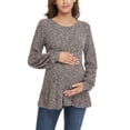 thumbnail image 6 of Ecavus Women's Maternity Sweater Bishop Sleeves Tunics Peplum Top Brown M, 6 of 6