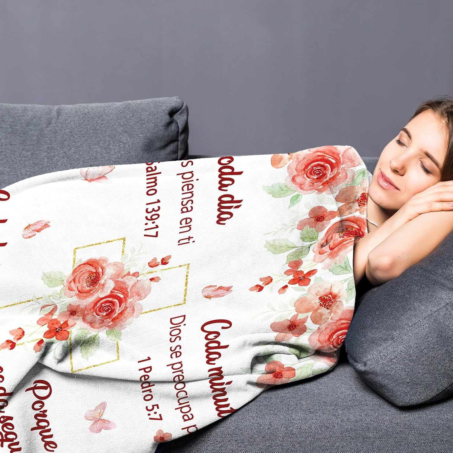 Spanish Christian Religious Gifts for Women - Regalos Cristianos para Mujeres - Baptism Confirmation for Girls - Catholic Spiritual Birthday Christmas - Christian Blanket