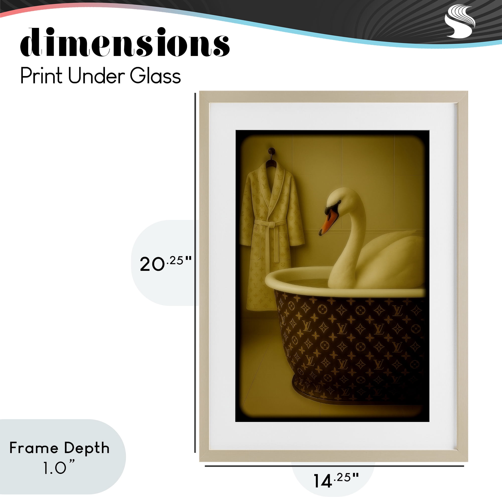 Stupell Industries Couture Swan in Luxury Tub Birch Framed Print Under Glass, design by Grotto Studios