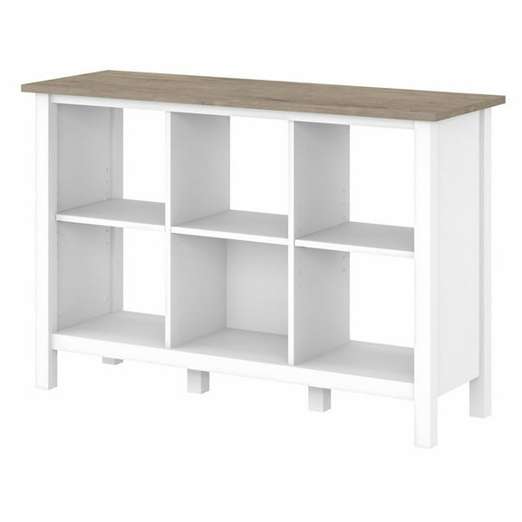 Bush Furniture Mayfield 6 Cube Bookcase in Shiplap Gray/White - Engineered Wood