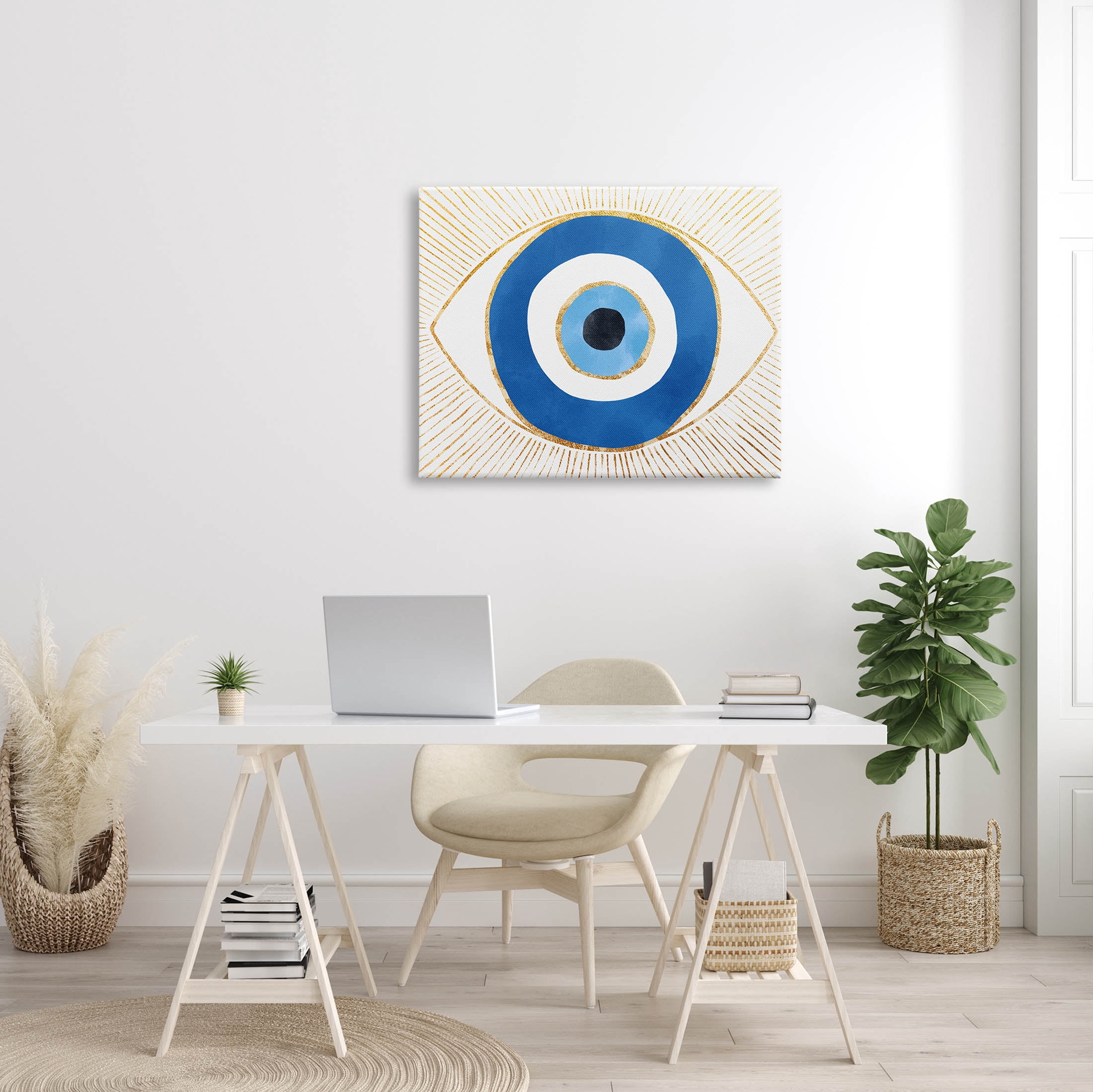 Stupell Industries Evil Eye Shape Striped Mati Symbol Graphic Art Gallery Wrapped Canvas Print Wall Art, Design by Ziwei Li