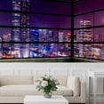 thumbnail image 3 of Idea4wall 8pcs 3D Cityscape Light Night Scene Stick Wallpaper Removable Wall Murals Large Wall Stickers for Home Decoration, 72"x192", 3 of 5
