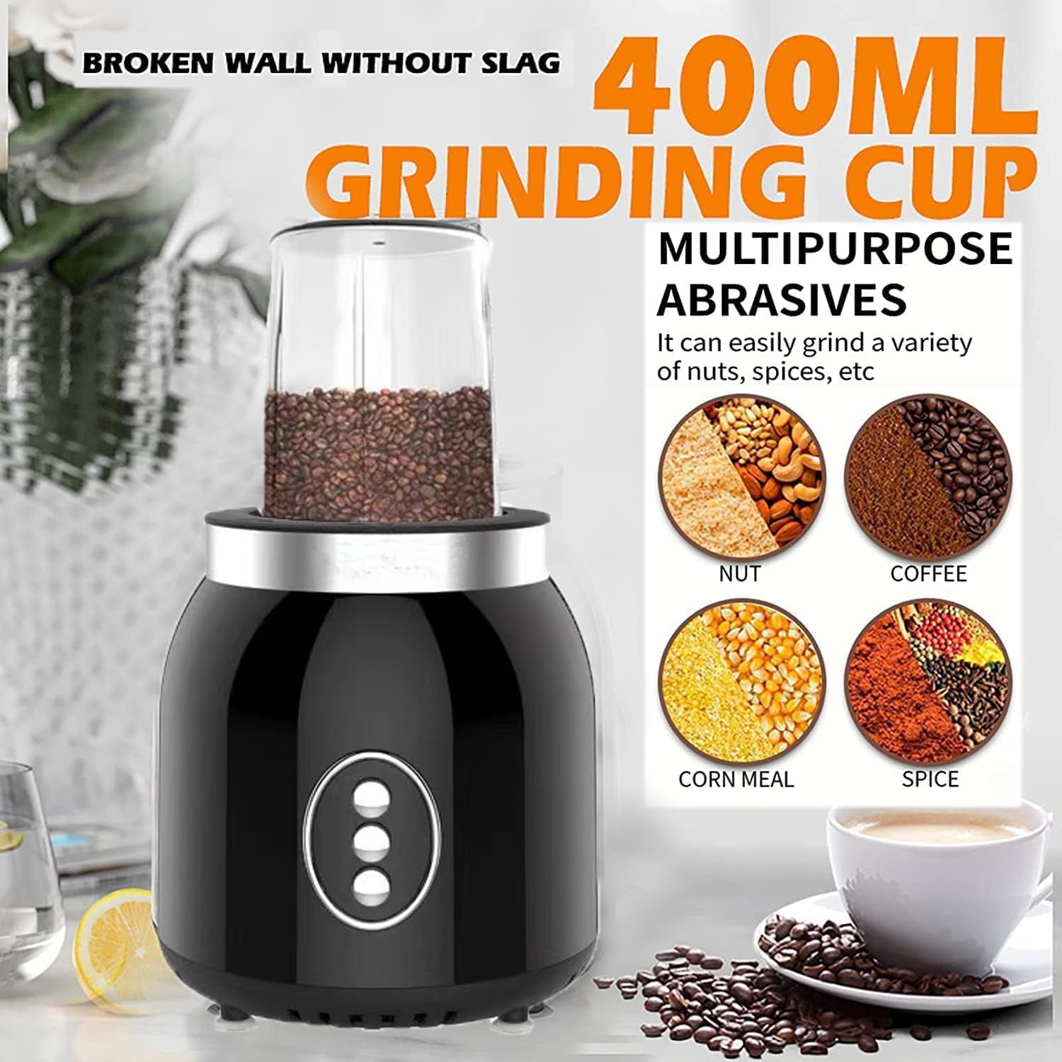 4 in 1 Blender and Food Processor Combo, 600W High Speed Electric Mixer for Shakes, Chopping, Grinding, 3 Cups with Filter
