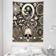 thumbnail image 2 of Ambesonne Gothic Art Tapestry Wall Hanging, Mushroom Skulls Occult, 60"x80", Eggshell and Charcoal Grey, 2 of 3