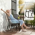 thumbnail image 4 of Outsunny Patio Double Glider Chair with Glass Top Center Table, Outdoor Glider Chair with High Back,  Sling Fabric for Garden, Bench, Grey, 4 of 10