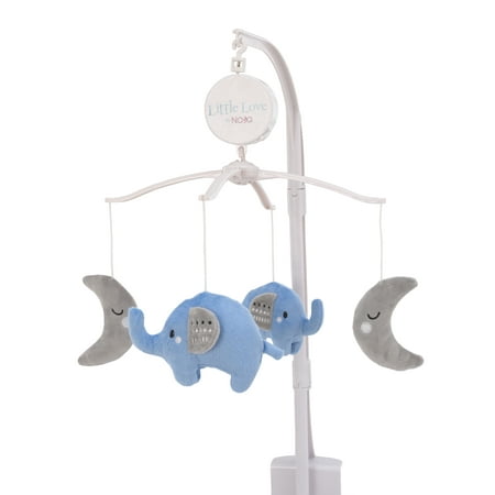 Little Love by NoJo Shine On My Love - Boy Elephants and Moons Light Blue and Grey Musical Mobile