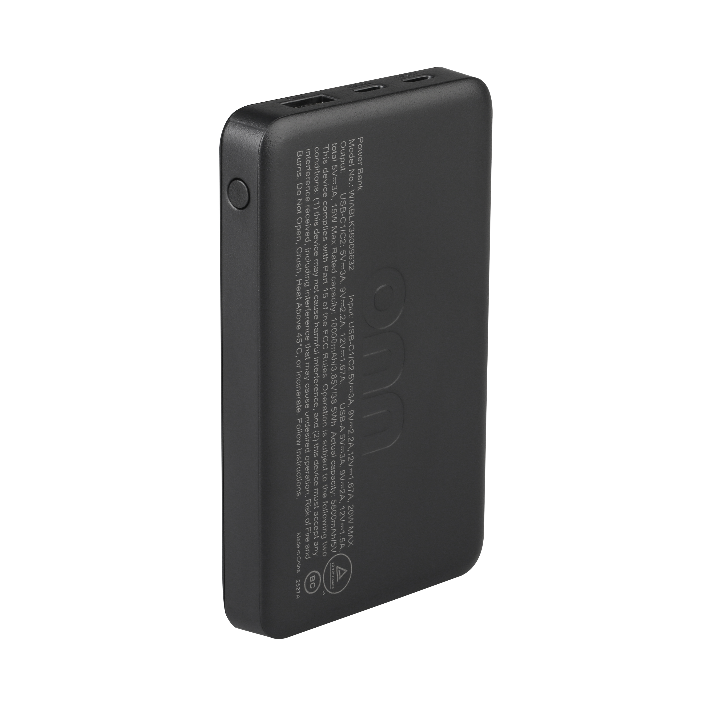 Batería portátil onn de 10,000 mAh con salida de carga rápida (20W), puertos duales USB-C, puerto USB, pantalla LED digital, Negro - Compatible con iPhone, iPad, AirPods, Samsung Galaxy, Note, Pixel y más 2