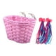 thumbnail image 4 of Cesta para bicicleta, cesta para bicicleta desmontable con 2 cintas, cesta para manillar frontal, decoración frontal para picnic, compras, camping, Cesta rosa, 4 of 9