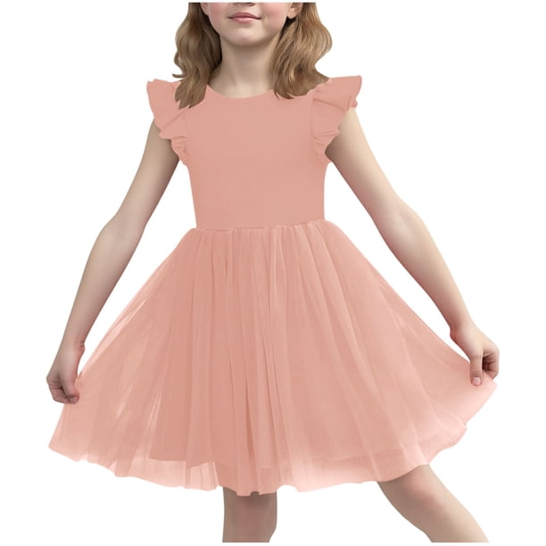Vestido de Verano de Manga Corta Moda Primavera Y Verano Manga Corta Cuello Redondo Falda de la Princesa Ruffle para Diario, Viajes, Hogar, Vacaciones, Fiesta de Cumpleaños