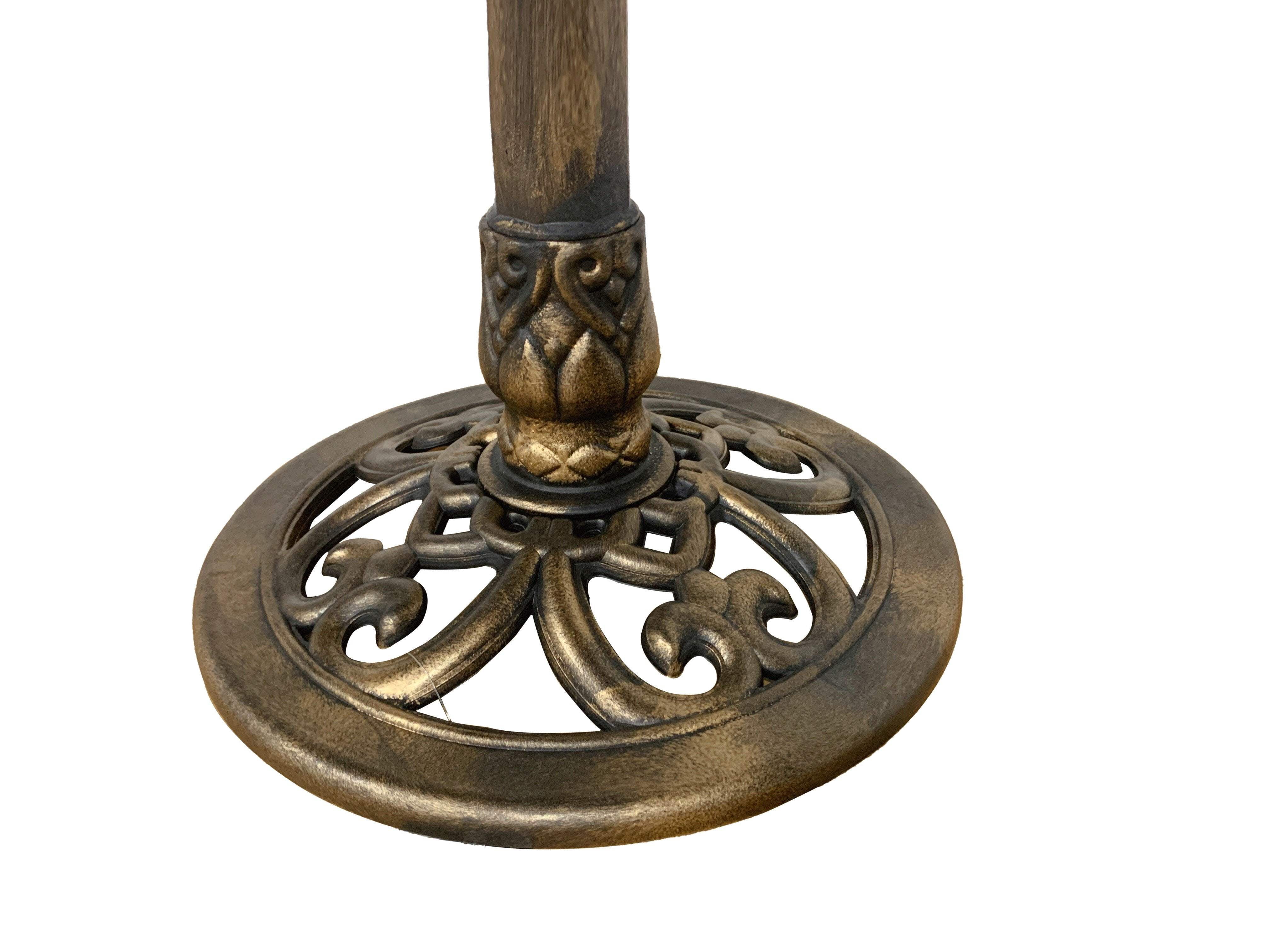 Birdbath Copper Bronze 28" Height Pedestal Bird Bath Antique Outdoor Garden Vintage Yard Art Resin Fleur de lis Decoration Accents