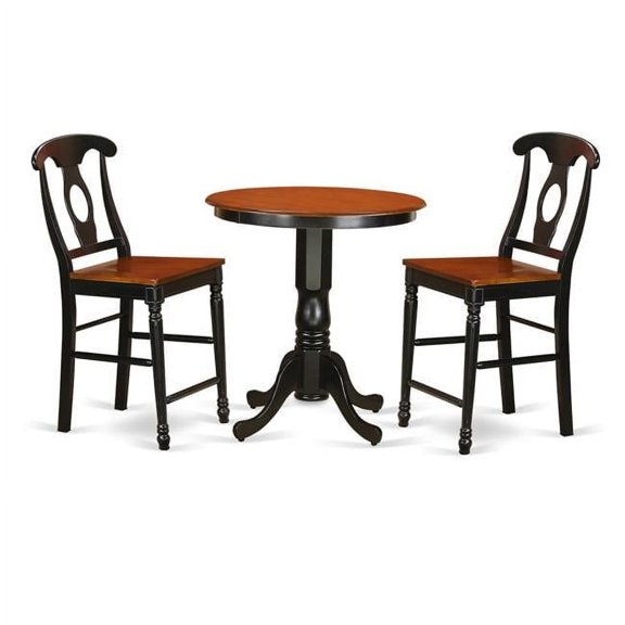Dining Counter Height Pub Table & 2 Room Chairs, Black Finish