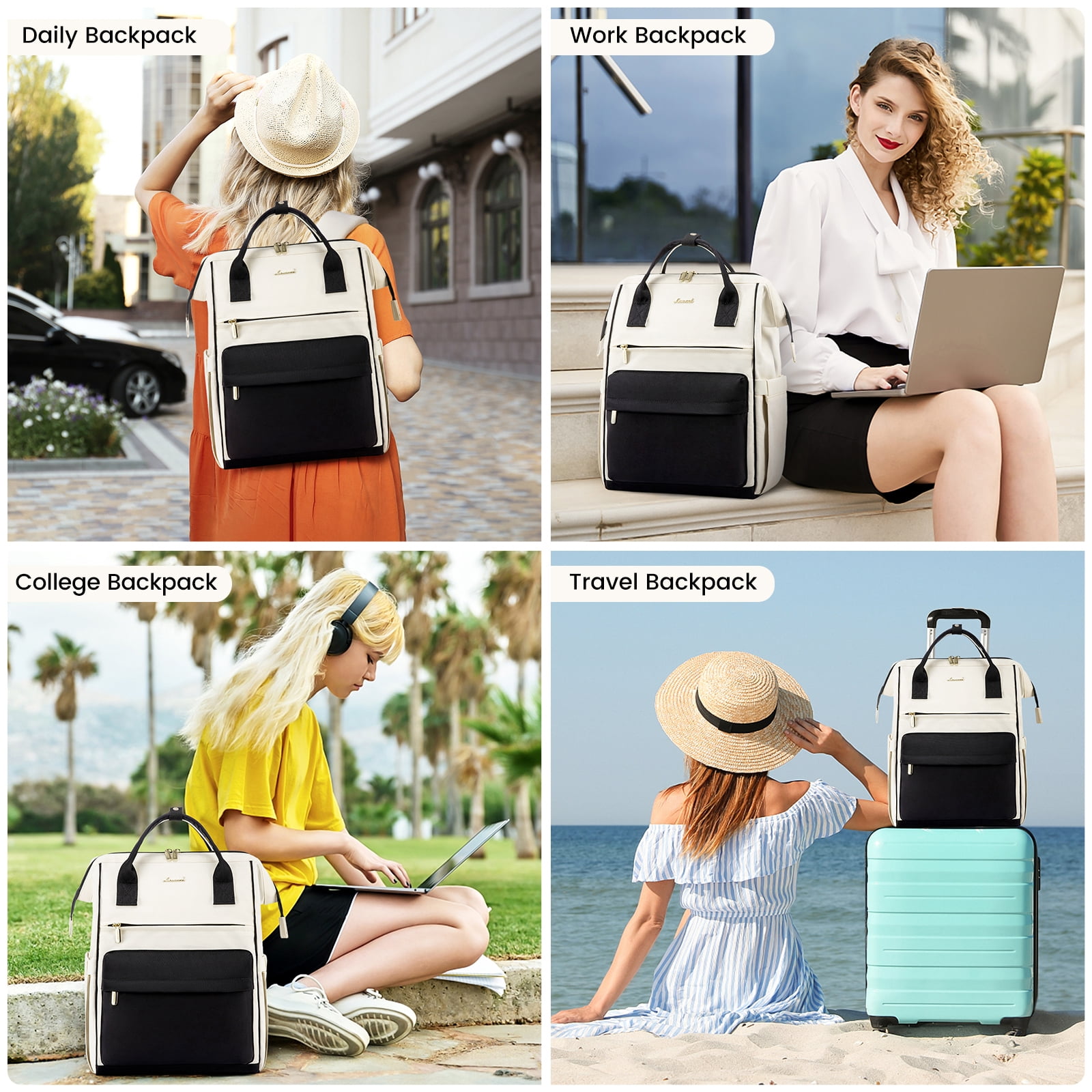 Lovevook Laptop Backpack for Women, Vintage Teacher College Nurse Work Computer Bag Fit 15.6" Laptop with USB Port, Waterproof Travel Backpack Purses