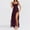Wine, variant on QingYiHua Wedding Guest Dresses for Women Summer Cocktail Casual Dress Strap High Slit Ruffle Beach Party Maxi Cocktail Evening Dresses,Coffee