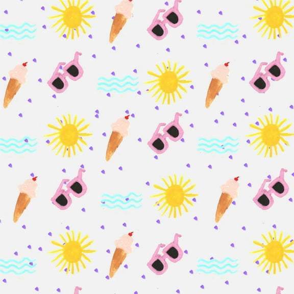Sun Surf Ocean Beach Ice Cream Pattern Premium Roll Gift Wrap Wrapping Paper