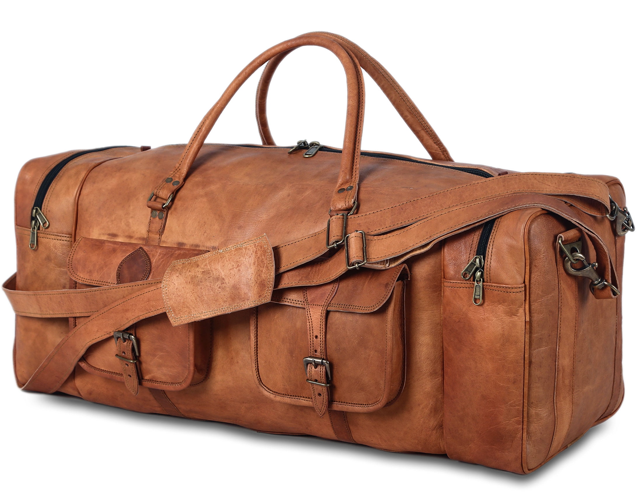 Leather Duffel Bag 30 inch Large Travel Bag Gym Sports Overnight Weekender Bag by Komal s Passion Leather