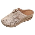 thumbnail image 6 of Rokment Flower Orthopedic Clogs Arch Support Wedge Mules for Women Boho Beach Comfortable Leather Closed Toe Air Cushion Walking Half Slippers Summer Casual Dress Slides Sandals Khaki Size 6.5, 6 of 7